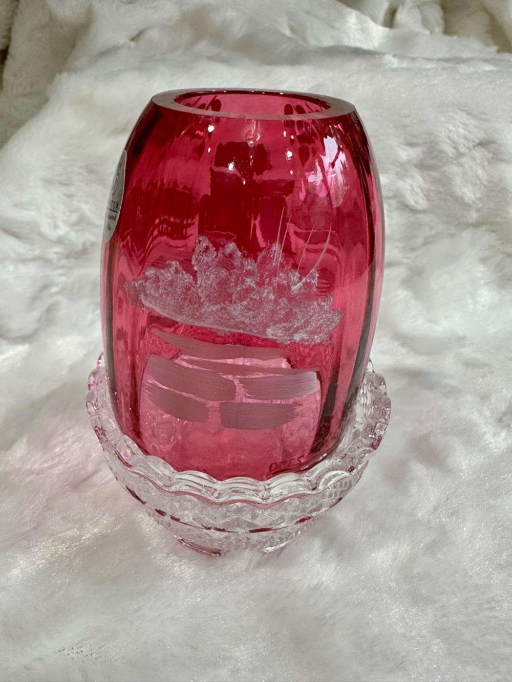Fenton Mary Gregory Fairy Lamp Cranberry Hand painted & Signed - Picture 5 of 11